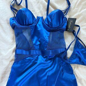 Frederick's of Hollywood Blue Lingerie Chemise with Matching Panties 💙✨